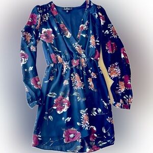 Blue long sleeve floral dress